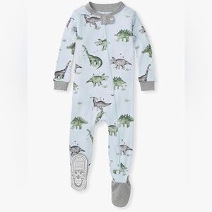 Burt's Bees Baby Dinosaur Print Footie - Light Blue